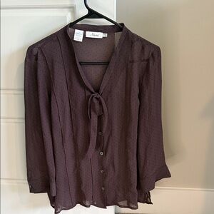 Chocolate Brown Button-Up Blouse